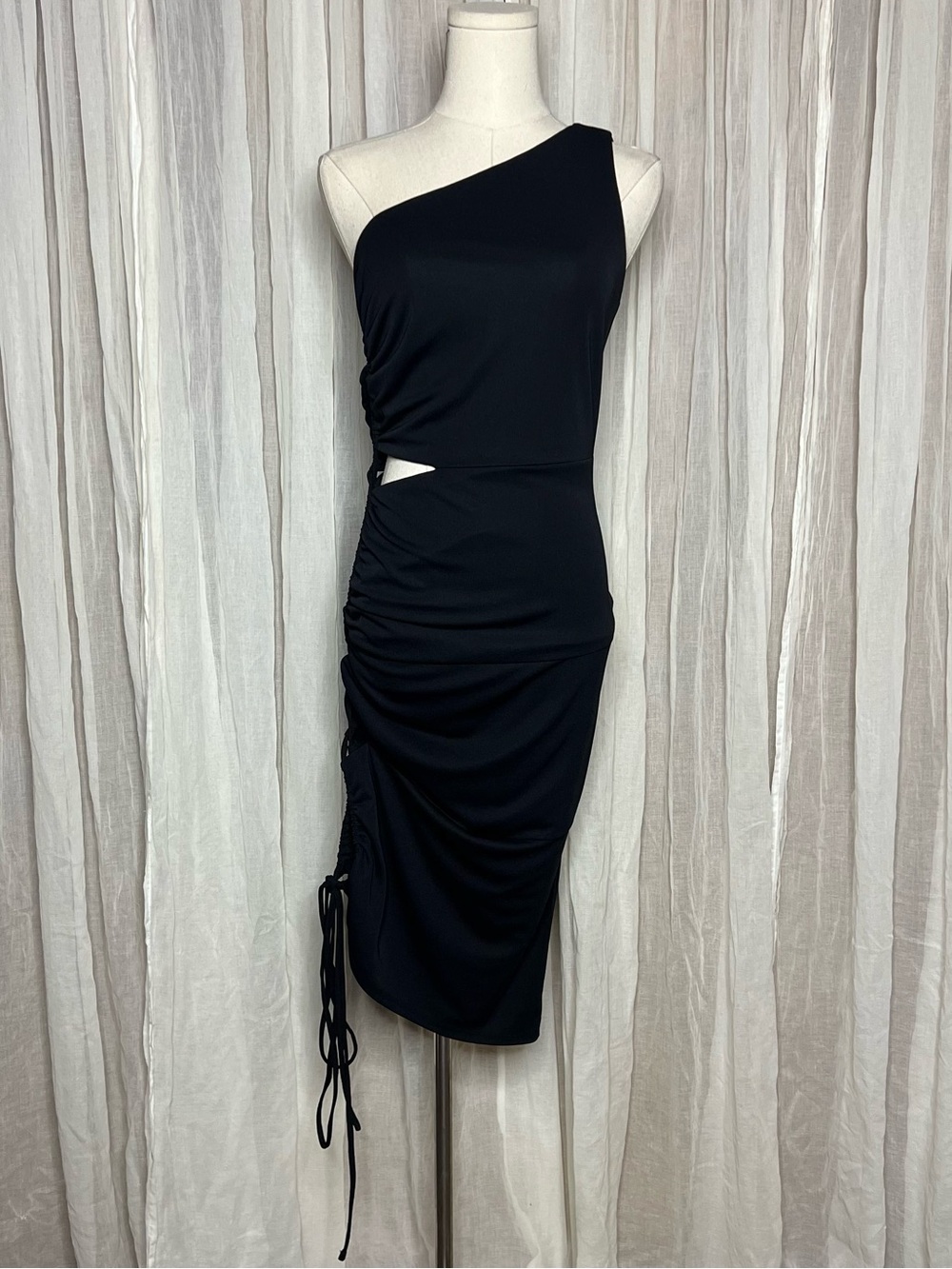 REVOLVE X Michael Costello Black Cutout One Shoulder Dress